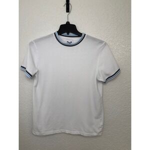 Denim & Flower Ricky Singh Mens White Comfort Stretch‎ Polo Shirt Short Sleeve L